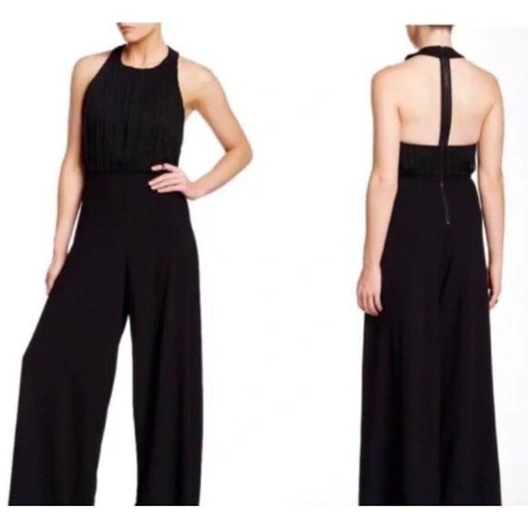 ALICE + OLIVIA Jumpsuit Open Back Zipper Closure Wide Leg BLACK Sz 8